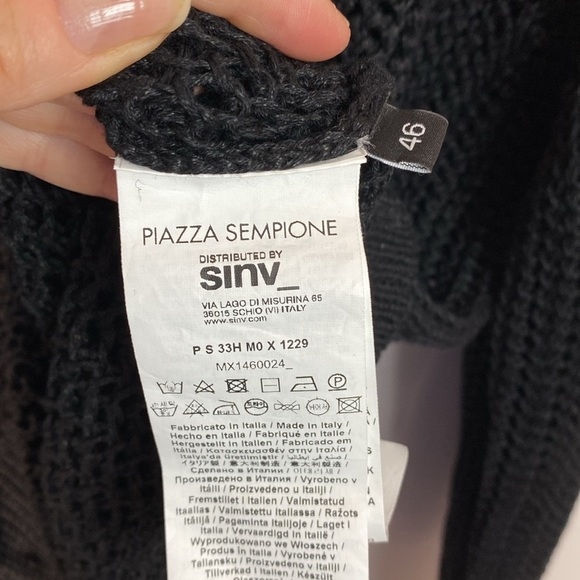 Piazza Sempione Crocket Black Knit Women's Sweater Cardigan size 46 - Picture 8 of 10
